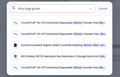 MainStem marketplace search results for blue large gloves
