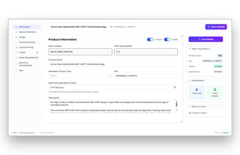 MainStem supplier product information editor